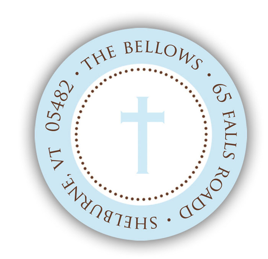 Blue We Are Blessed Address Sticker